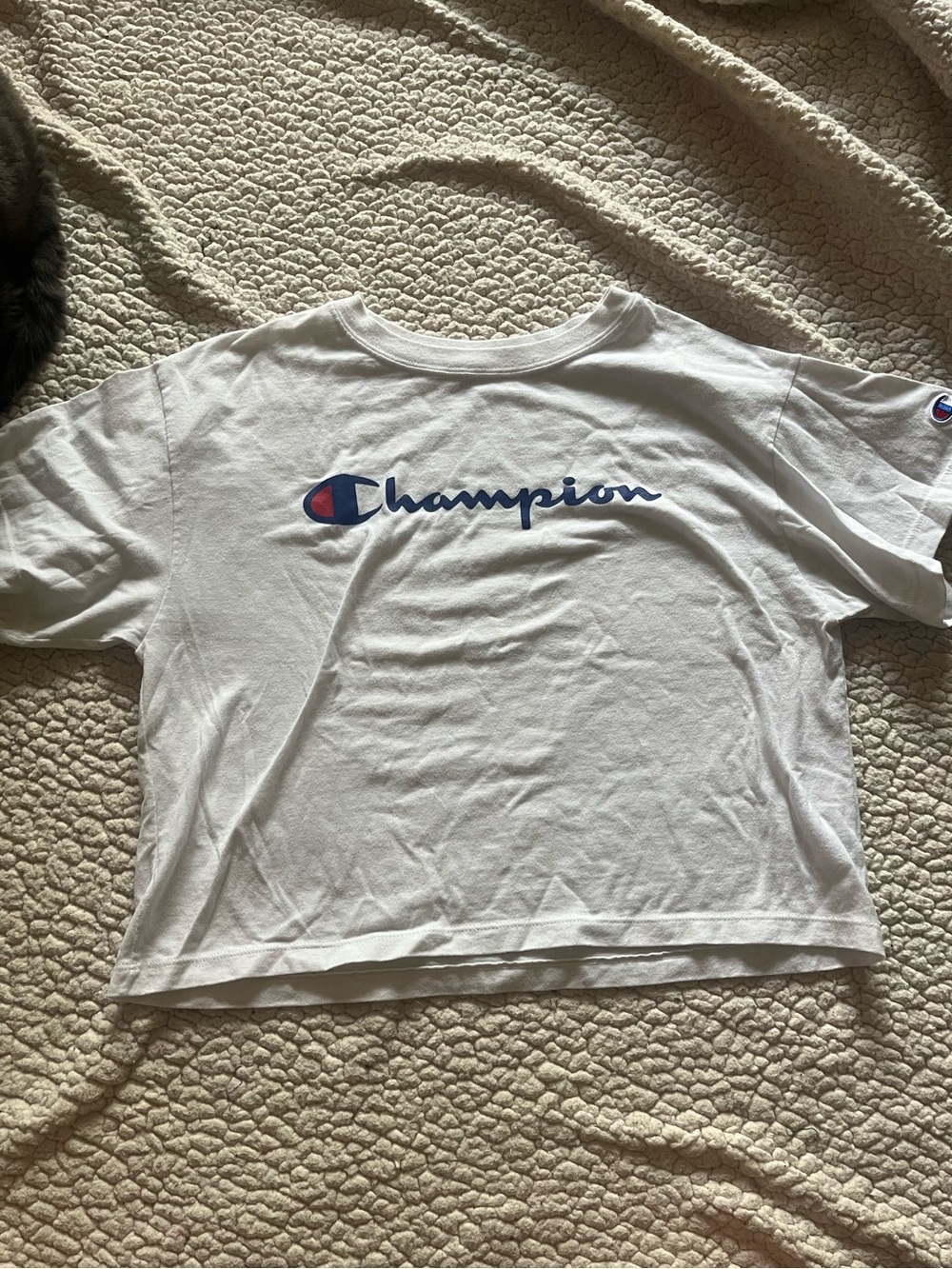 White Champion Cropped Tee